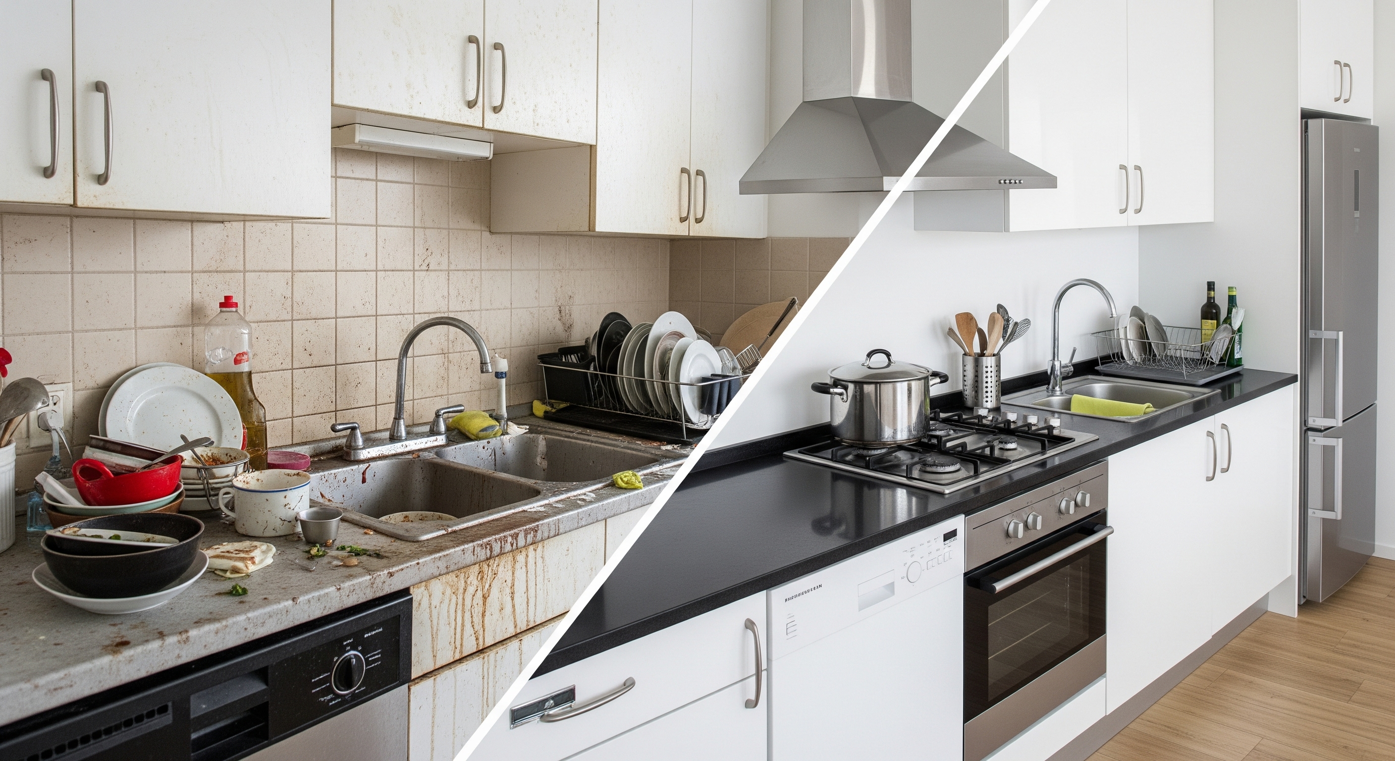 Kitchen cleaning transformation - before and after