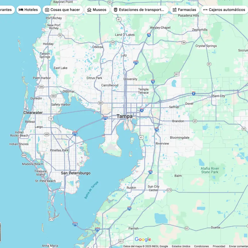 Tampa Bay service area map showing all locations where Clean & Brilliant LLC provides professional cleaning services